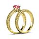5 - Florie Classic Pink Tourmaline Solitaire Bridal Set Ring 