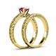5 - Florie Classic Rhodolite Garnet Solitaire Bridal Set Ring 