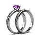 5 - Cael Classic Amethyst Solitaire Bridal Set Ring 
