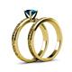 5 - Cael Classic Blue Diamond Solitaire Bridal Set Ring 