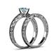 5 - Rachel Classic Aquamarine Solitaire Bridal Set Ring 