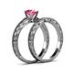 5 - Rachel Classic Pink Tourmaline Solitaire Bridal Set Ring 