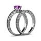 5 - Rachel Classic Amethyst Solitaire Bridal Set Ring 