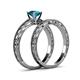 5 - Rachel Classic London Blue Topaz Solitaire Bridal Set Ring 