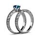5 - Rachel Classic Blue Diamond Solitaire Bridal Set Ring 