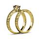 5 - Rachel Classic Smoky Quartz Solitaire Bridal Set Ring 