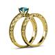 5 - Rachel Classic London Blue Topaz Solitaire Bridal Set Ring 