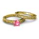 4 - Florian Classic Pink Tourmaline Solitaire Bridal Set Ring 