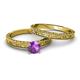 4 - Florian Classic Amethyst Solitaire Bridal Set Ring 