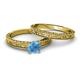 4 - Florian Classic Blue Topaz Solitaire Bridal Set Ring 