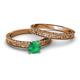 4 - Florian Classic Emerald Solitaire Bridal Set Ring 