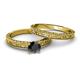 4 - Florian Classic Black Diamond Solitaire Bridal Set Ring 