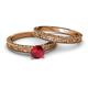 4 - Florian Classic Ruby Solitaire Bridal Set Ring 