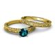 4 - Florian Classic Blue Diamond Solitaire Bridal Set Ring 