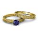 4 - Florian Classic Blue Sapphire Solitaire Bridal Set Ring 