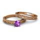 4 - Florian Classic Amethyst Solitaire Bridal Set Ring 