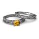 4 - Florian Classic Citrine Solitaire Bridal Set Ring 