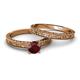 4 - Florian Classic Red Garnet Solitaire Bridal Set Ring 