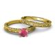 4 - Florian Classic Rhodolite Garnet Solitaire Bridal Set Ring 