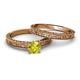 4 - Florian Classic Yellow Diamond Solitaire Bridal Set Ring 