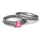 4 - Florian Classic Pink Tourmaline Solitaire Bridal Set Ring 
