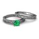 4 - Florian Classic Emerald Solitaire Bridal Set Ring 
