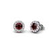 1 - Bernice Red Garnet and Diamond Stud Earrings 