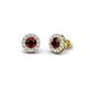 1 - Bernice Red Garnet and Diamond Stud Earrings 