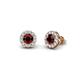 1 - Bernice Red Garnet and Diamond Stud Earrings 