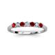 3 - Vivian 3.00 mm Red Garnet and Diamond 7 Stone Wedding Band 