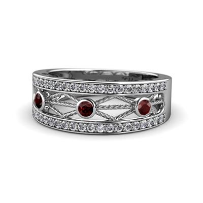 Aurelia ctw Red Garnet and Natural Diamonds Wedding Band