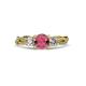 3 - Alika Signature Rhodolite Garnet and Diamond Three Stone Engagement Ring 