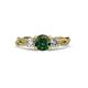 3 - Alika Signature Diamond and Lab Created Alexandrite Three Stone Engagement Ring 