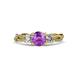 3 - Alika Signature Amethyst and Diamond Three Stone Engagement Ring 