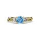3 - Alika Signature Blue Topaz and Diamond Three Stone Engagement Ring 
