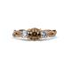 3 - Alika Signature Smoky Quartz and Diamond Three Stone Engagement Ring 