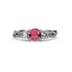 3 - Alika Signature Rhodolite Garnet and Diamond Three Stone Engagement Ring 