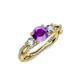 4 - Alika Signature Amethyst and Diamond Three Stone Engagement Ring 