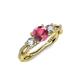 4 - Alika Signature Rhodolite Garnet and Diamond Three Stone Engagement Ring 