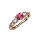 4 - Alika Signature Rhodolite Garnet and Diamond Three Stone Engagement Ring 