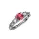 4 - Alika Signature Rhodolite Garnet and Diamond Three Stone Engagement Ring 