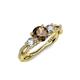 4 - Alika Signature Smoky Quartz and Diamond Three Stone Engagement Ring 