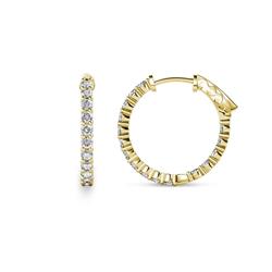 Carisa ctw Inside Outside Round Natural Diamond Eternity Hoop Earrings Round Natural Diamond ctw Four Prong Inside Outside Women Eternity Hoop Earrings K Yellow Gold