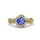 3 - Maura Signature Tanzanite and Diamond Floral Halo Engagement Ring 