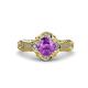 3 - Maura Signature Amethyst and Diamond Floral Halo Engagement Ring 