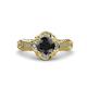 3 - Maura Signature Black and White Diamond Floral Halo Engagement Ring 