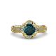 3 - Maura Signature London Blue Topaz and Diamond Floral Halo Engagement Ring 