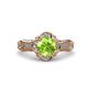 3 - Maura Signature Peridot and Diamond Floral Halo Engagement Ring 
