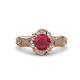 3 - Maura Signature Ruby and Diamond Floral Halo Engagement Ring 