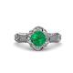 3 - Maura Signature Emerald and Diamond Floral Halo Engagement Ring 